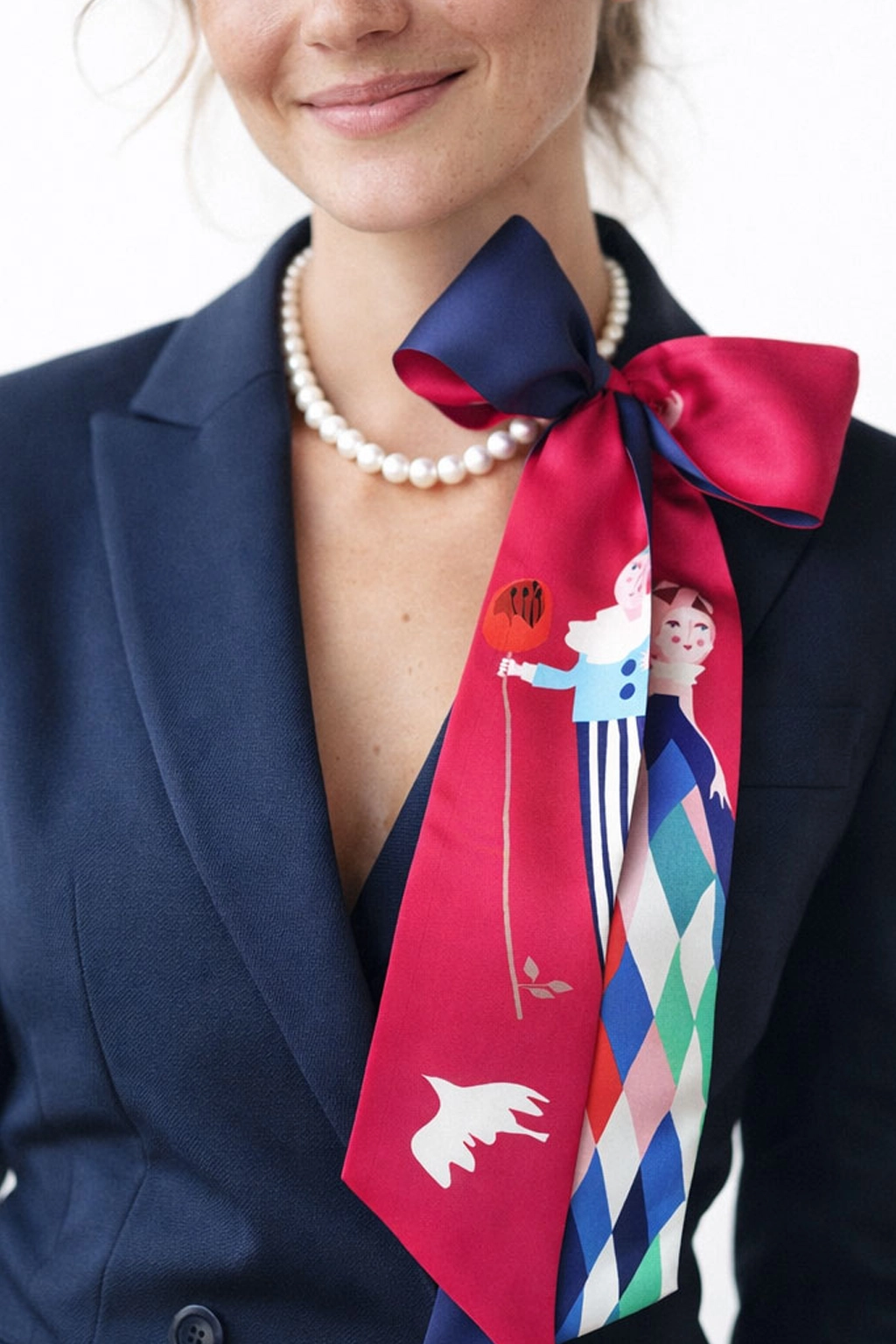 esarfa twilly cu colier perle