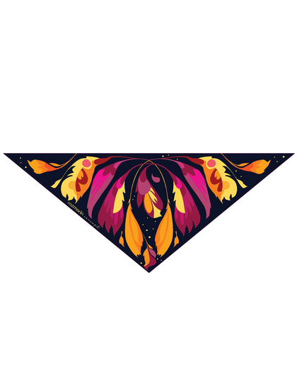 FEATHERS OF THE FIRE BIRD silk triangle scarf-black