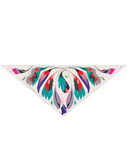 FEATHERS OF THE FIRE BIRD silk triangle scarf-white